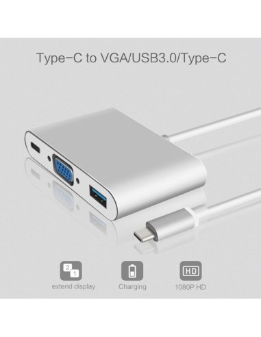 ADAPTATEUR TYPE-C TO VGA/USB 3.0/ USB-C 15CM