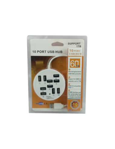 HUB USB 2.0 10 PORTS (BLANC/NOIR ) P-1603